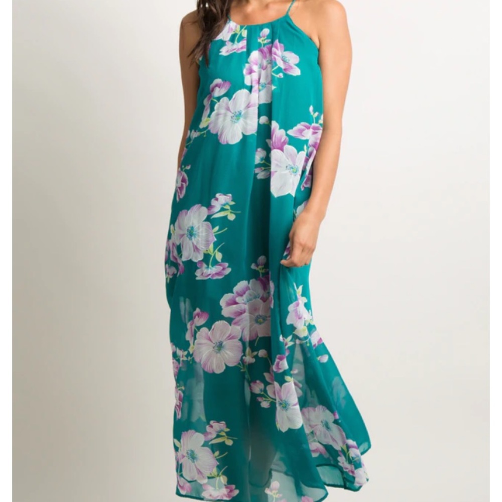 Like new! Pinkblush Teal floral maxi dress